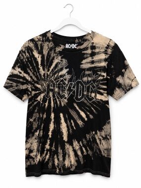 AC/DC Black & Bleach Tie-Dye Logo Tee